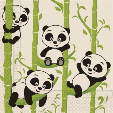 20 SERVIETTES PANDA 33 X 33 CM 