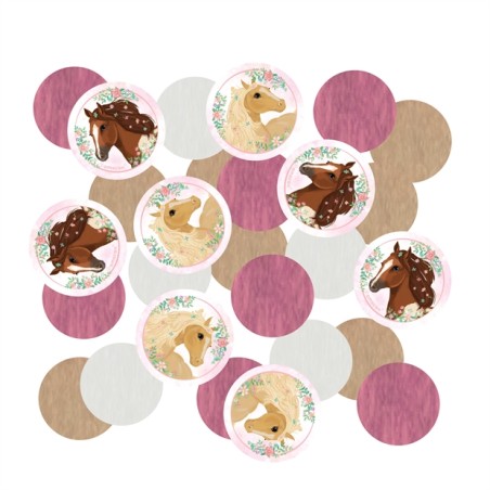 CONFETTI DE DECORATION ROSE ET BLANC  CHEVAL 14G 