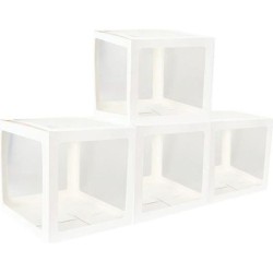 4 BOITES CUBES FENETRES EN CARTON  BLANC  30 X 30 X 30 CM