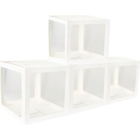 4 BOITES CUBES FENETRES EN CARTON  BLANC  30 X 30 X 30 CM