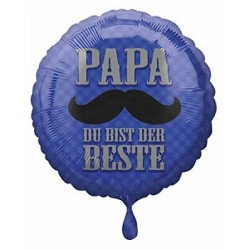 BALLON METALLIQUE ROND BLEU PAPA DU BIST DER BESTE 43 CM 