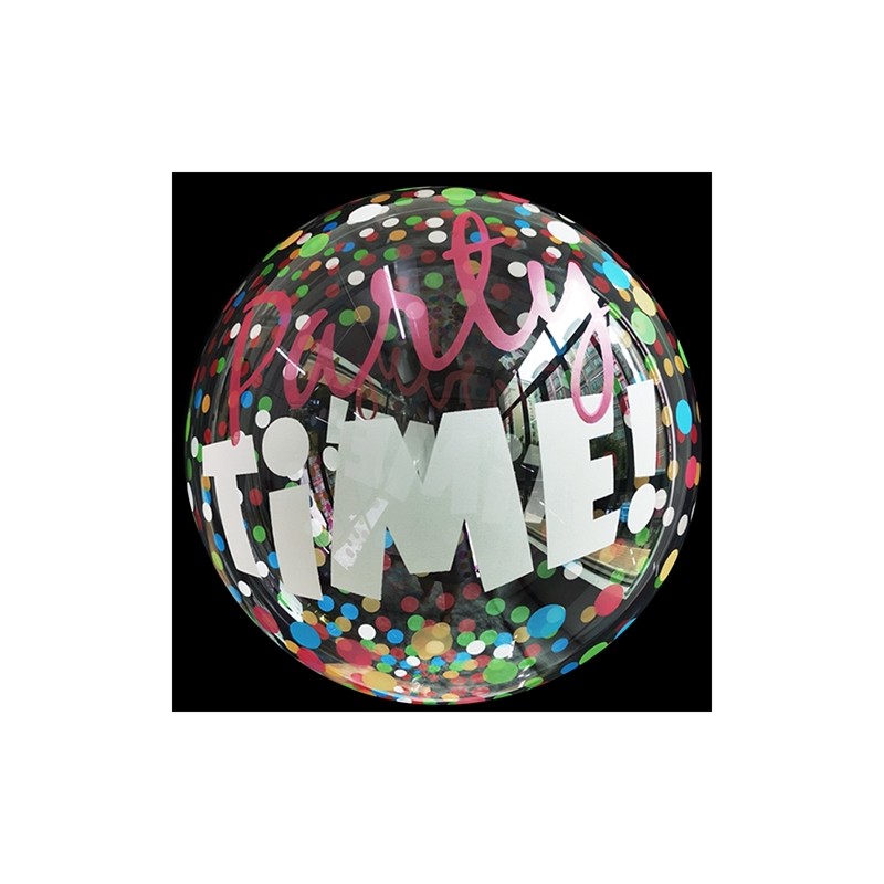 BALLON DECOBUBBLE CONFETTIS MULTIPARTY TIME  OR  45 CM 