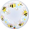 BALLON DECO BUBBLE FLEURS ET ABEILLE 61 CM 