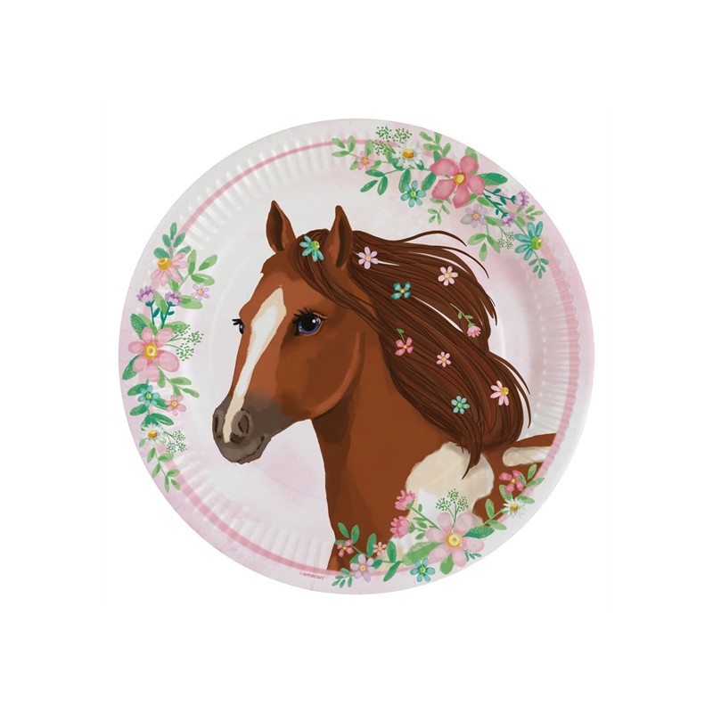 8 ASSIETTES CHEVAL 23 CM 