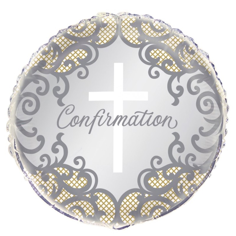 BALLON METALLIQUE ROND CONFIRMATION CROIX 45.7 CM 