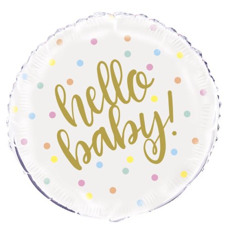 BALLON METALLIQUE ROND HELLO BABY 45.7 CM 