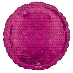 BALLON METALLIQUE ROND ECAILLES ROSE  43 CM 