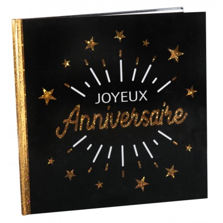 LIVRE D'OR NOIR JOYEUX ANNIVERSAIRE NOIR ET OR 