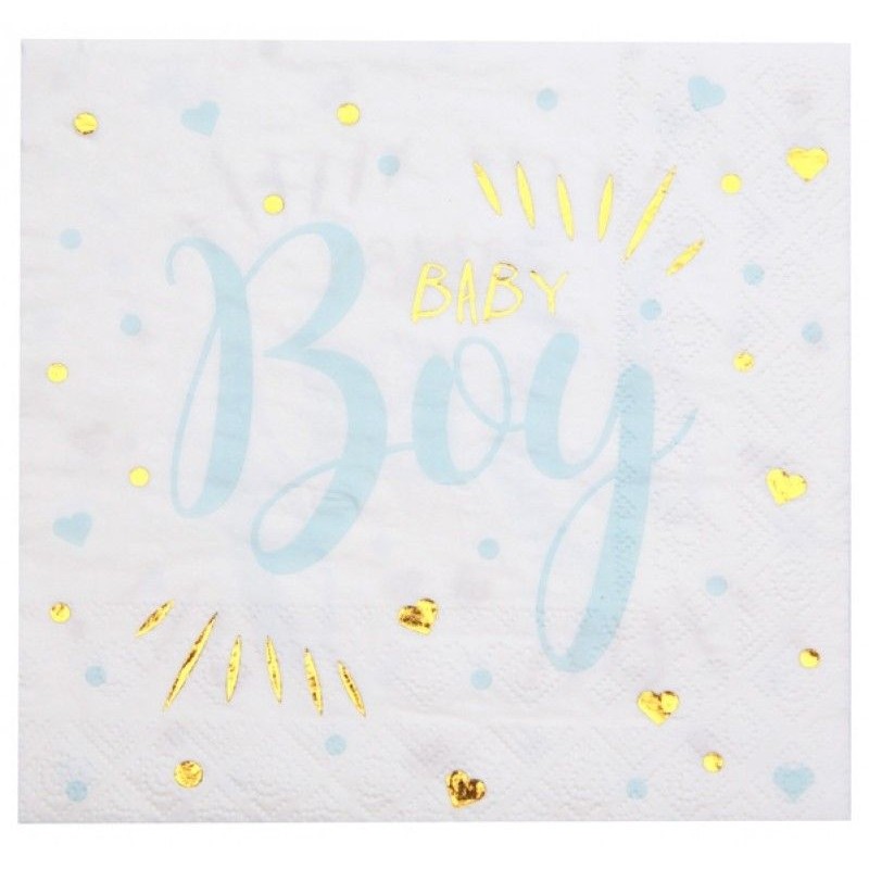 20 SERVIETTES BLANC BABY BOY 33 X 33 CM 