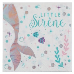 20 SERVIETTES SIRENES 33 X 33 CM