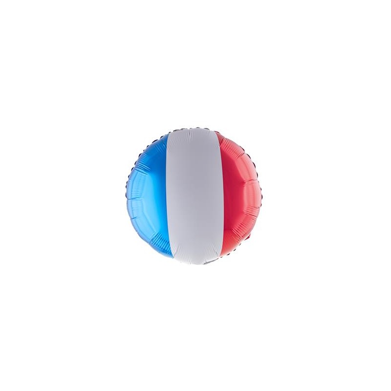 BALLON METALLIQUE ROND DRAPEAU DE FRANCE 46 CM 