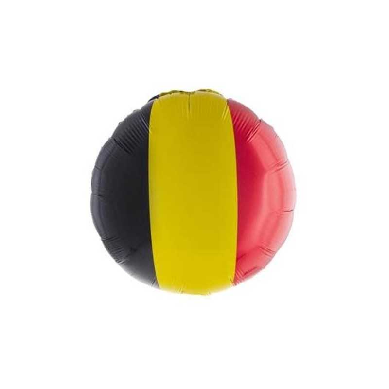 BALLON METALLIQUE ROND DRAPEAU DE BELGIQUE 46 CM 