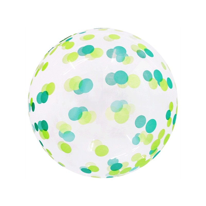 BALLON BOBO BUBBLE GRAND CONFETTIS BLEU ET VERT  45 CM 