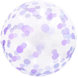 BALLON DECOBUBBLE GRAND CONFETTIS VIOLET 45 CM 