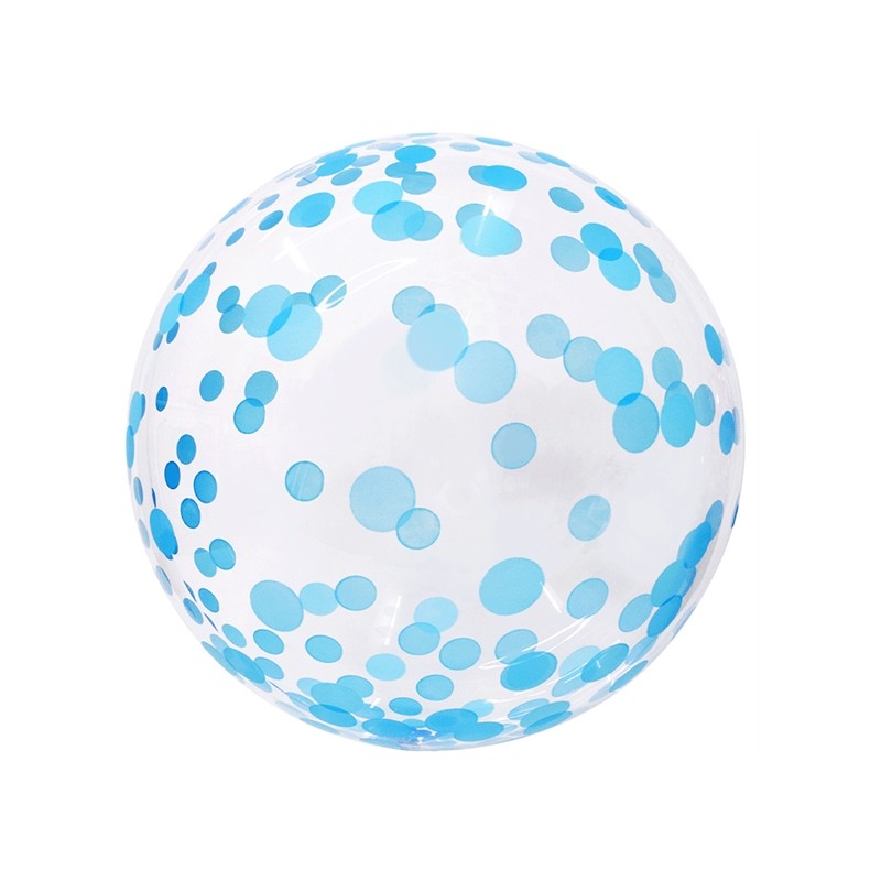 BALLON BOBO BUBBLE GRAND CONFETTIS BLEU 45 CM 