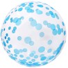 BALLON BOBO BUBBLE GRAND CONFETTIS BLEU 45 CM 