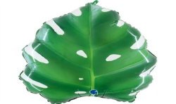 BALLON METALLIQUE FEUILLE TROPICALE VERTE 46 CM 
