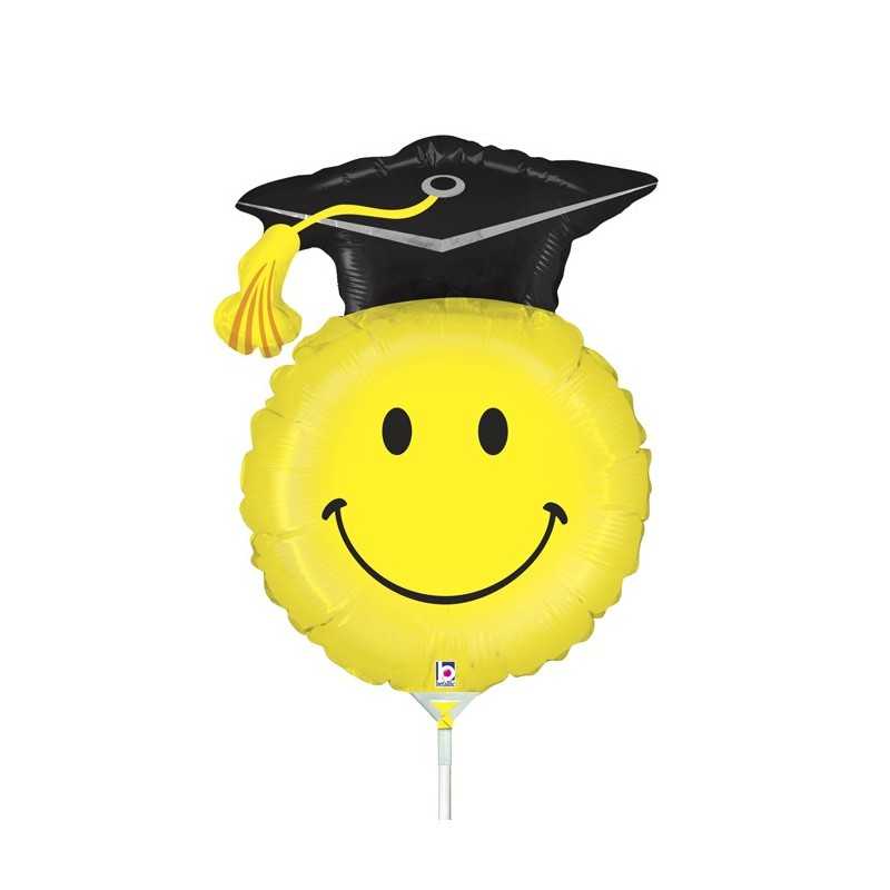 BALLON METALLIQUE ROND SMILEY DIPLOME 14 " 23 CM