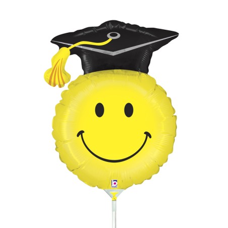 BALLON METALLIQUE ROND SMILEY DIPLOME 14 " 23 CM