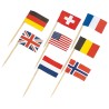 30 MINI PICS EN BOIS AVEC DRAPEAUX DIFFERENTS PAYS