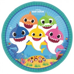 8 ASSIETTES ROND BABY SHARK ECO 23 CM 