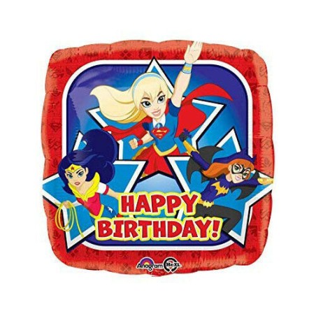 BALLON METALLIQUE CARREE DC SUPER HERO FILLE 43 CM