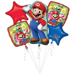 BOUQUET DE 5 BALLONS METALLIQUE MARIO 