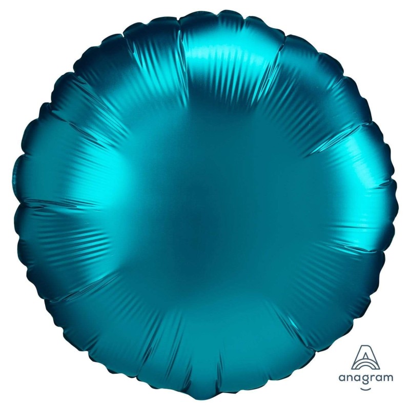 BALLON METALLIQUE ROND BLEU AQUA SATIN 43 CM 