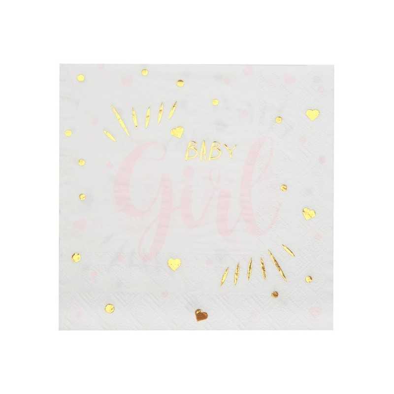 20 SERVIETTES BLANC BABY GIRL 33 X 33 CM 