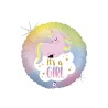 BALLON METALLIQUE ROND IT'S A LICORNE PASTEL 46 CM  BALLON METALLIQUE ROND IT'S A LICORNE PASTEL 46 CM