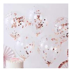 SACHET DE 3 BALLONS CONFETTIS ROSE GOLD 2.5CM