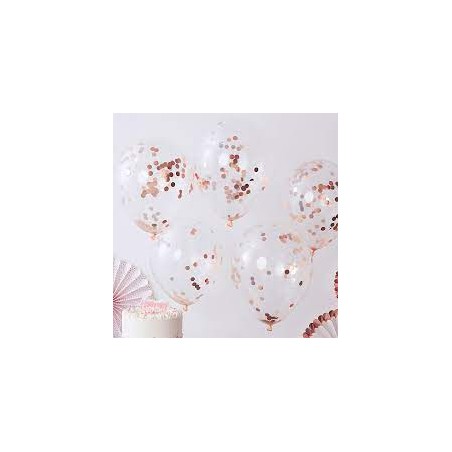 SACHET DE 3 BALLONS CONFETTIS ROSE GOLD 2.5CM