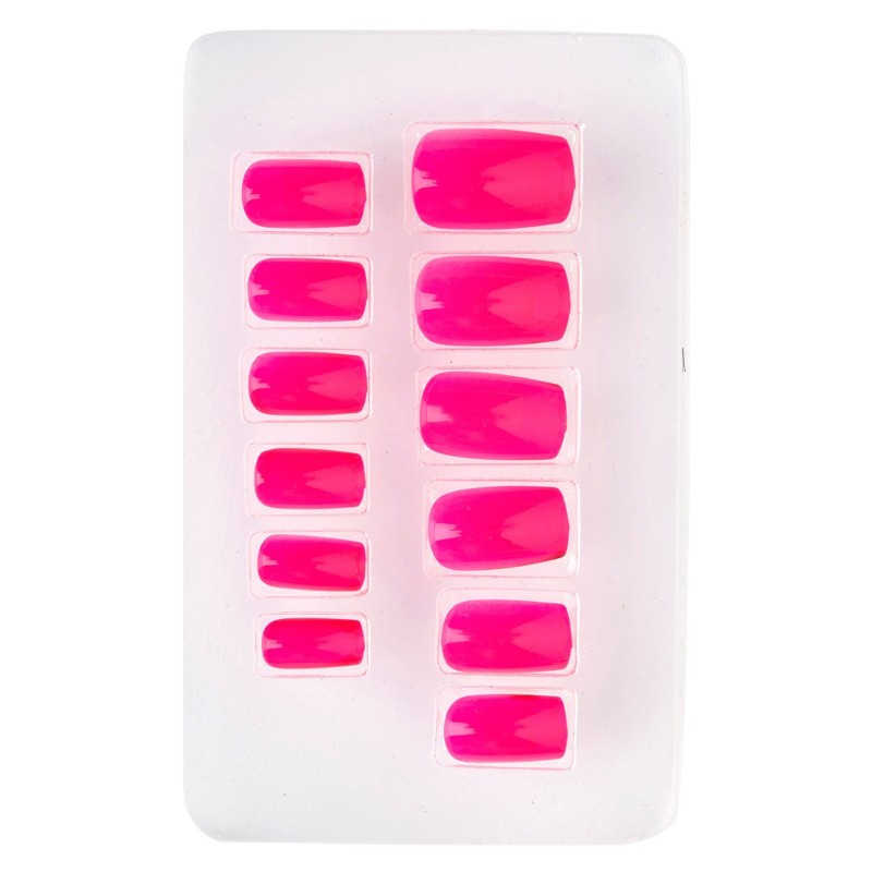 12 ONGLES ROSES NEON AUTO-ADHESIFS