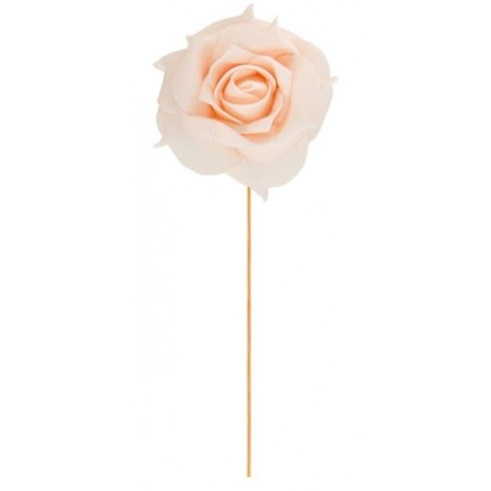 SET DE 2 ROSES PECHE SUR TIGE DIAMETRE  10 CM