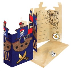 8 CARTES D'INVITATIONS + ENVELOPPES PIRATE 