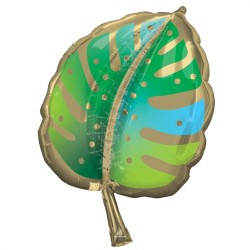 BALLON METALLIQUE FEUILLE TROPICAL COLORE 76 CM 