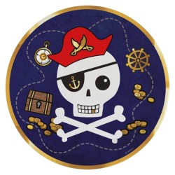 8 ASSIETTES RONDES PIRATE BLEU 22,8 CM 