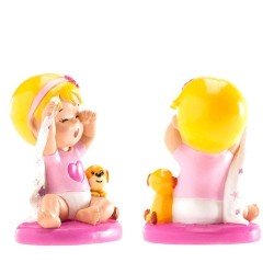 FIGURINE BEBE ROSE  BAILLANT 10 CM 