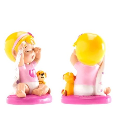 FIGURINE BEBE ROSE  BAILLANT 10 CM 