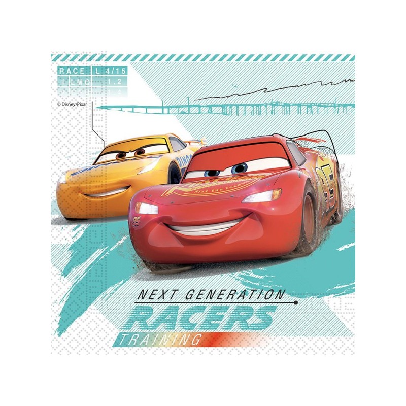 20 SERVIETTES FLASH MC QUEEN  CARS 3 33 X 33 CM 