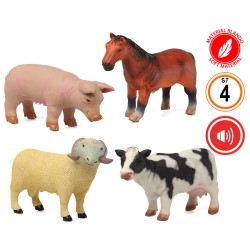 1 FIGURINE ANIMAUX DE LA FERME SONORE 25 CM 3 MODELES ASSORTIS