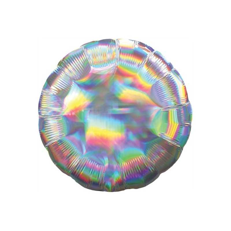 BALLON METALLIQUE HOLOGRAPHIQUE ARGENT 43 CM 