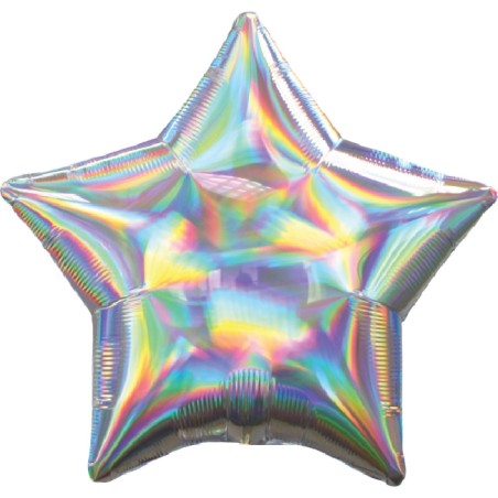 BALLON METALLIQUE ETOILE ARGENT IRIDESCENT 48 CM 