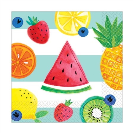 16 SERVIETTES HELLO SUMMER FRUITS 25 x 25 CM