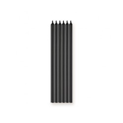 6 BOUGIES LONGUES NOIR  15 CM