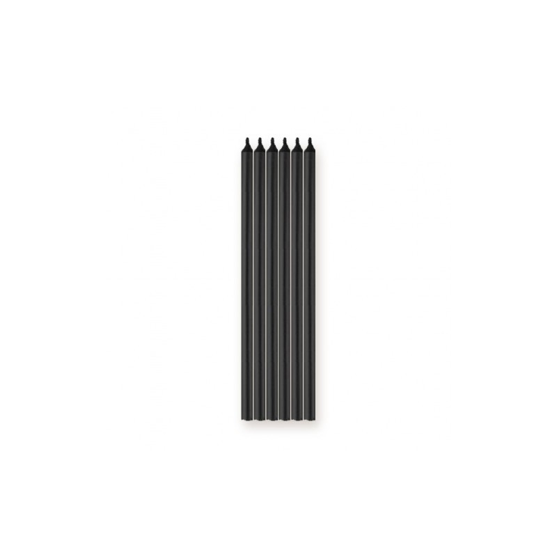 6 BOUGIES LONGUES NOIR  15 CM