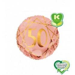 BALLON METALLIQUE ROND ROSE GOLD 50 ANS 46 CM 