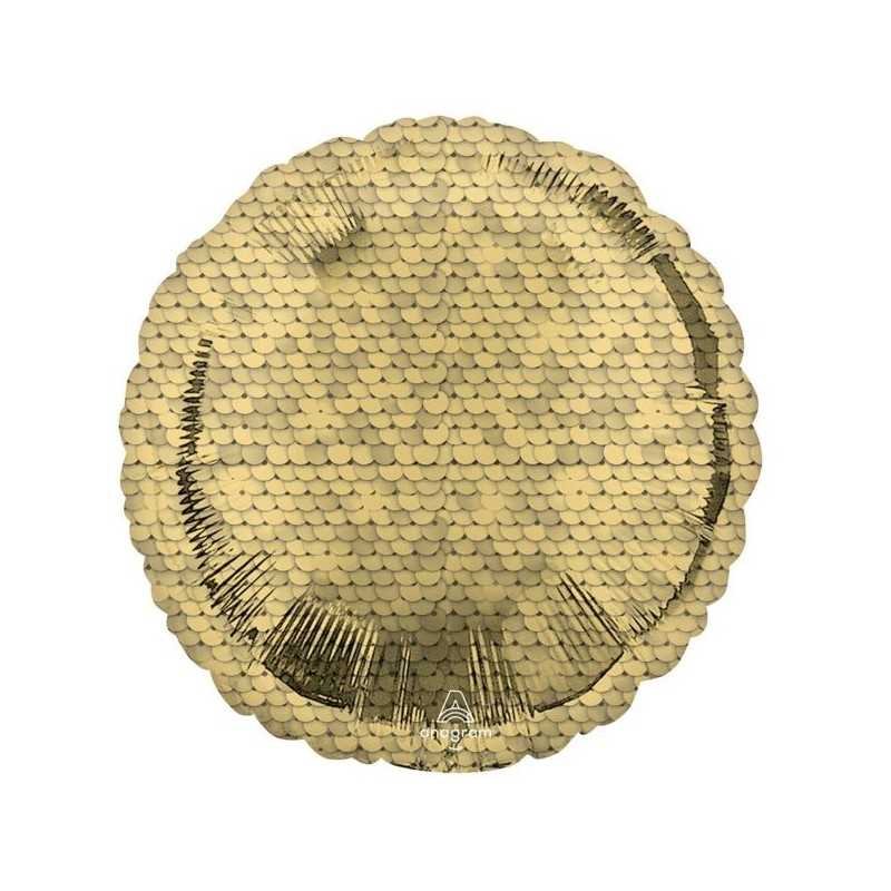 BALLON METALLIQUE ROND ECAILLES OR 43 CM 
