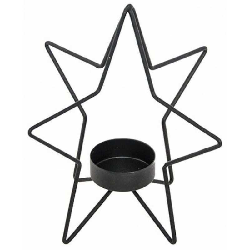 BOUGEOIR ETOILE METAL NOIR 15 X 15 X 15.5 CM 