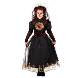 DEGUISEMENT MARIEE NOIRE ET OR DAY OF THE DEAD FILLE TAILLE 4-6 ANS